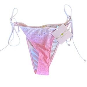Moda Minx Crystal Cruise Tie Side Brazilian Bikini Bottom Pink Ombre XXL CCTB345